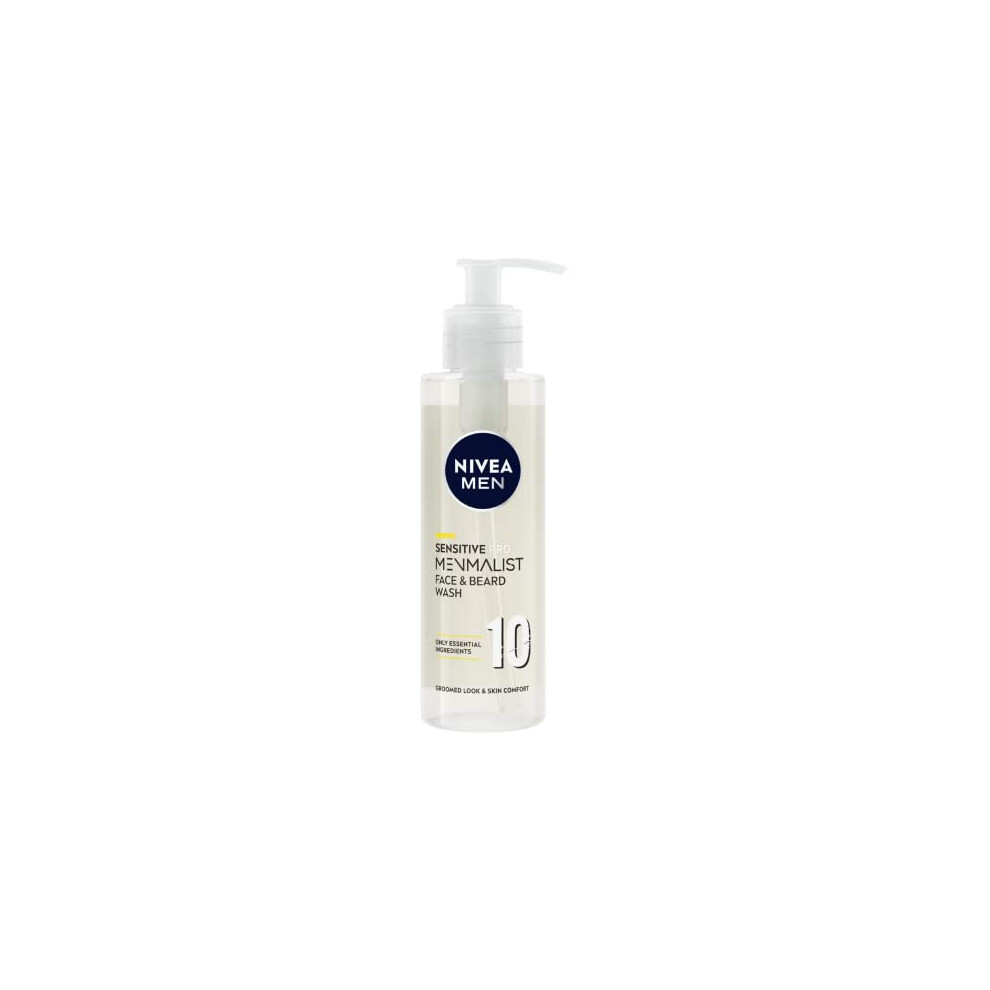Nivea Men Sensitive Pro Menmalist Face and Beard Wash, Cleansing Men's Face Wash, 10 Essential Ingredients to Gently Remove Dirt and Oils, 200 ml