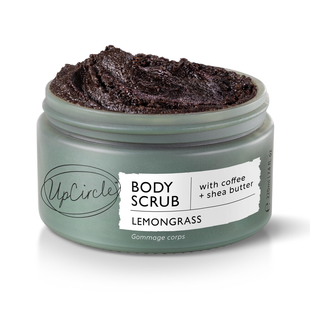 Upcircle Exfoliating Coffee Body Scrub With Lemongrass 220Ml - Sea Salt, Shea Butter + Coconut Oil - Exfoliates Your Skin + Improves Circulation