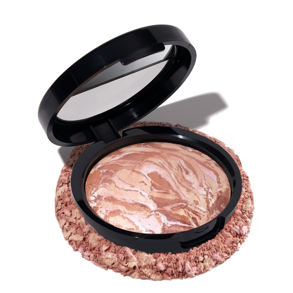 LAURA GELLER Baked to Go Bronze-n-Brighten Bronzing Powder (Fair) Travel Size Face Bronzer Powder for a Natural, Sun-Kissed Glow