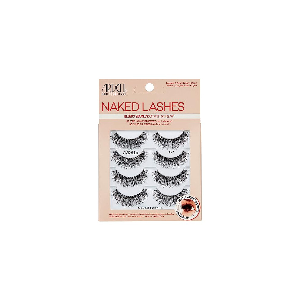 Ardell False Eyelashes Naked Lash 421 4 Pack Multipack Black Subtle Volume And Length Beautiful Soft Lightweight Lashes Super Soft Comfortable