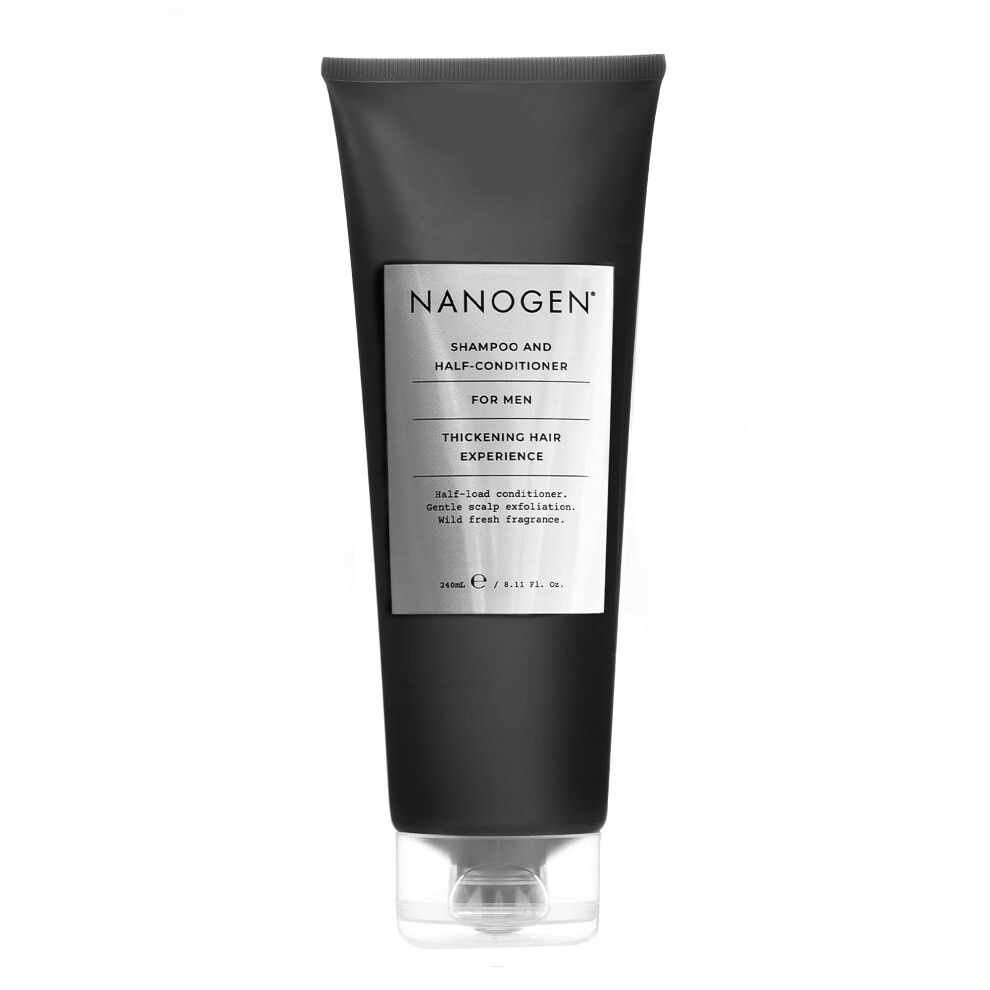 Nanogen Thickening Shampoo and Half Conditioner for Men 240ml - Sensitive, deep cleansing with Salicylic acid and Hair Growth Ingredients to encourage
