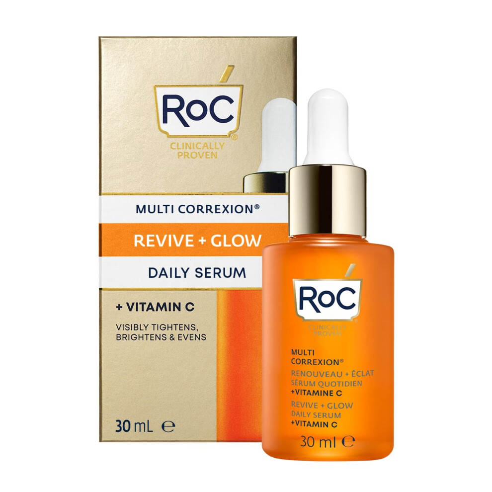 RoC Multi Correxion Revive + Glow Daily Serum, Vitamin C Blend for Brighter, Firmer Skin, Anti Wrinkle and Anti Aging, Firming Moisturiser - 30 ml