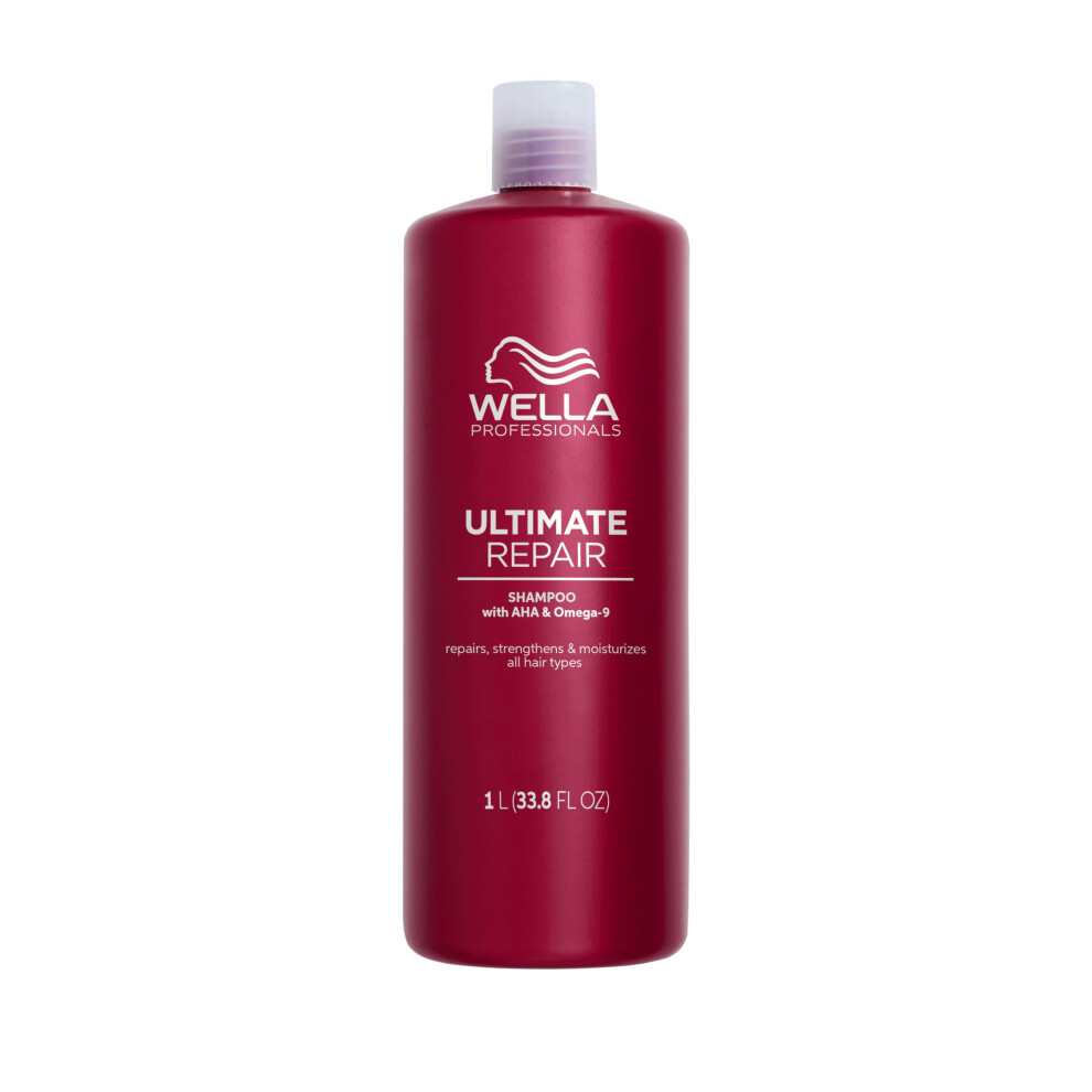 Wella Professionals Ultimate Repair Shampoo, Deep Repair for Damaged Hair, with AHAs and Omega 9 to Rebuild and Strengthen, With Metal Purifier