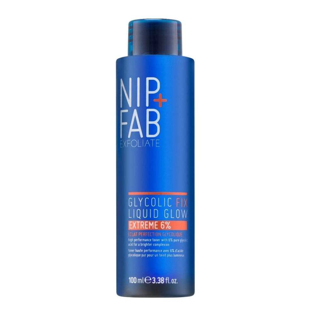 Nip + Fab Glycolic Acid Fix Liquid Glow Extreme 6% Exfoliator for Face with Hyaluronic, Salicylic Acid and Vitamin B5, AHA BHA Exfoliant to Resurface