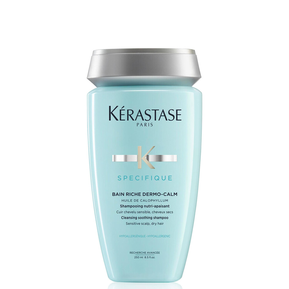 K?rastase Specifique, Cleansing and Soothing Shampoo, For Sensitive Scalps and Dry Hair, With Calophyllum Oil and Glycerine, Bain Riche Dermo-Calm,