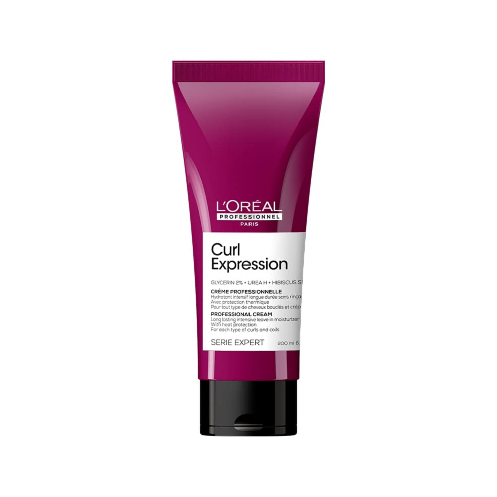 L'Or?al Professionnel Leave-In-Moisturiser, With Heat Protection, For Curly & Coily Hair, With Glycerin, Urea H and Hibiscus Seed Extract, Serie