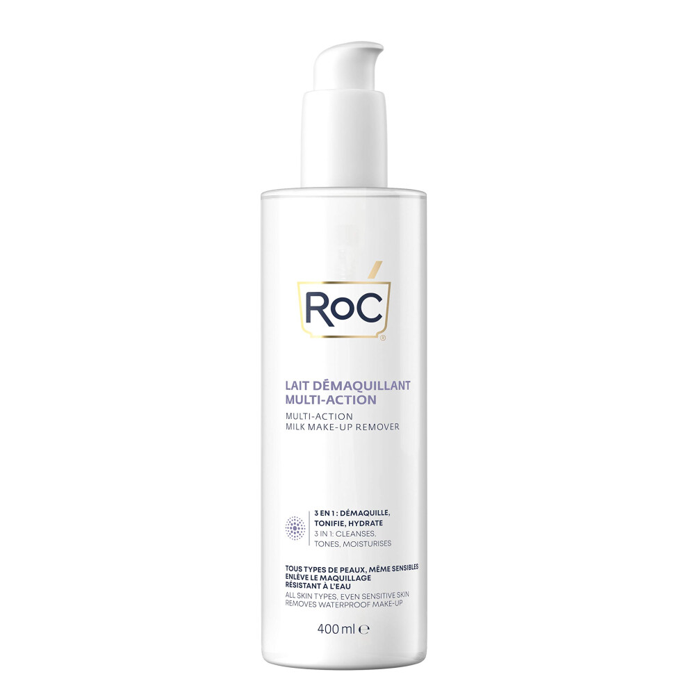 ROC - 3-in-1 Milk Makeup Remover - Effective Makeup Removal - 24-Hour Moisturising Remover - Removes Waterproof Makeup - Skin Toning Solution -
