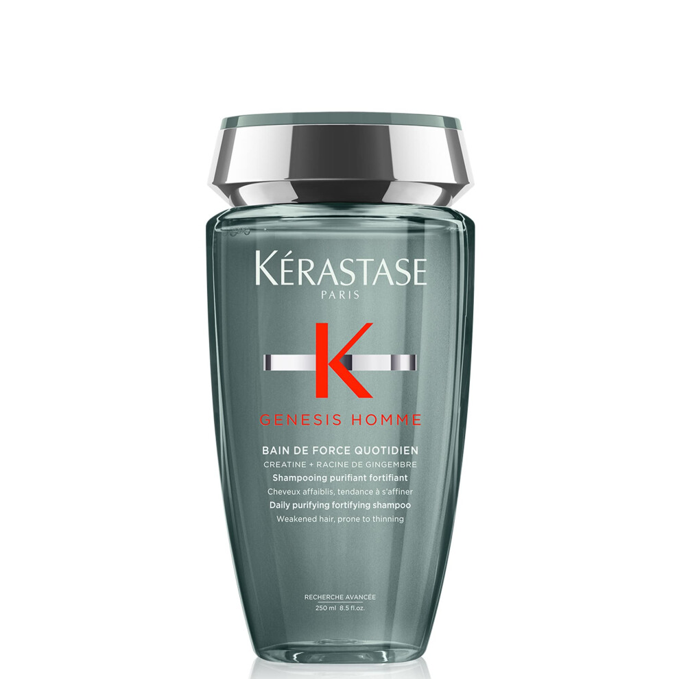 K?rastase Genesis Homme Men?s Shampoo, Daily Purifying Fortifying Shampoo, Re-energising for Scalp & Facial Hair, Bain de Force Quotidien, 250 ml