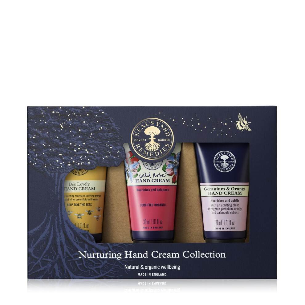 Neal's Yard Remedies Nurturing Handcare Collection, Moisturising & Hydrating Hand Cream, Gift Set, Pack of 3