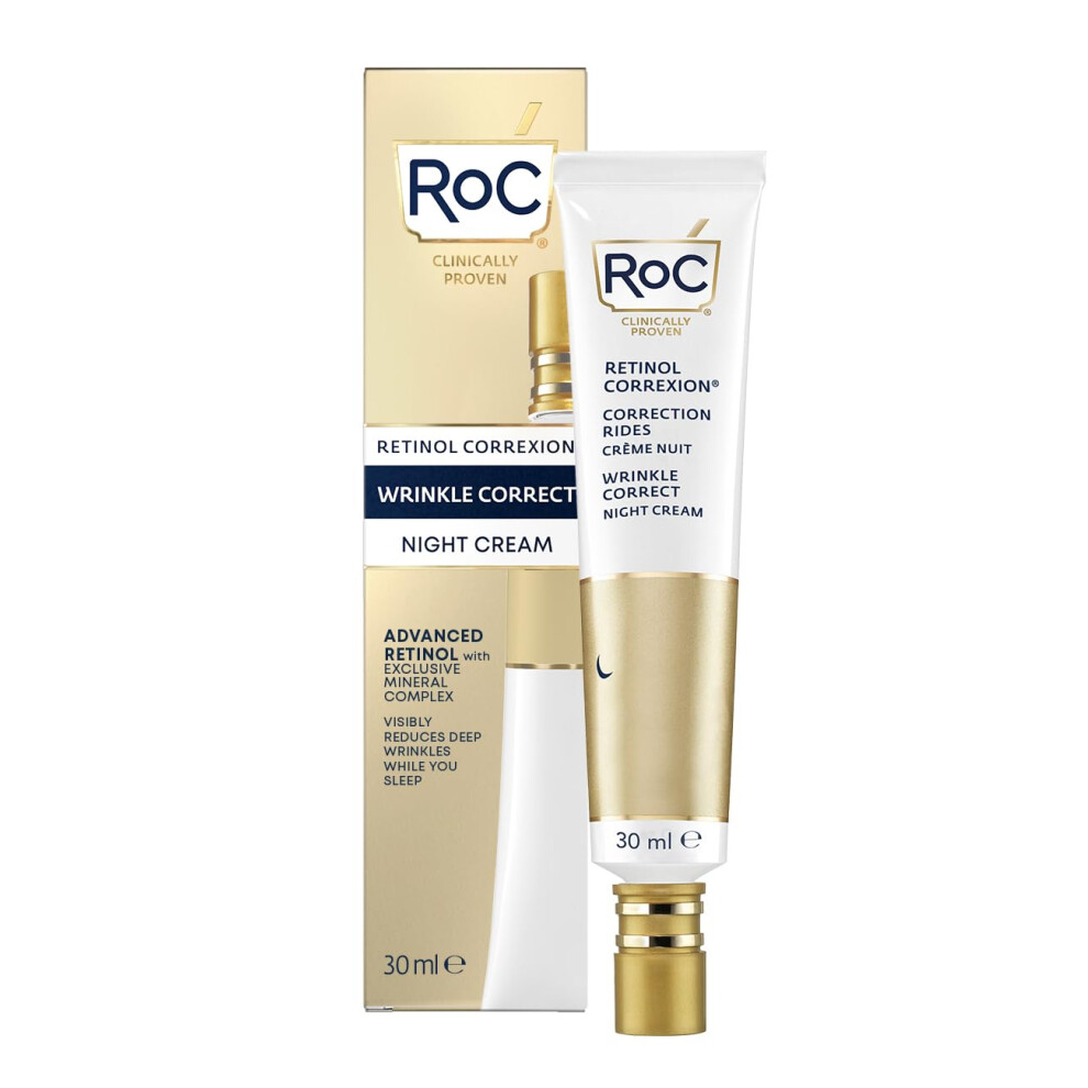 RoC - Retinol Correxion Wrinkle Correct Night Cream - Anti-Wrinkle & Aging Treatment - Radiant Skin Cream - Pure RoC Retinol, Shea Butter, Glycolic