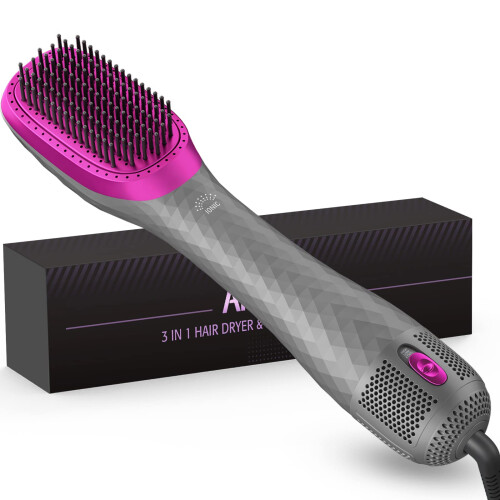 APOKE3in1HairDryerBrushProfessional1200WPowerfulCeramicTourmaline3Heat/2SpeedSettingsOneStepHairDryerandStyler