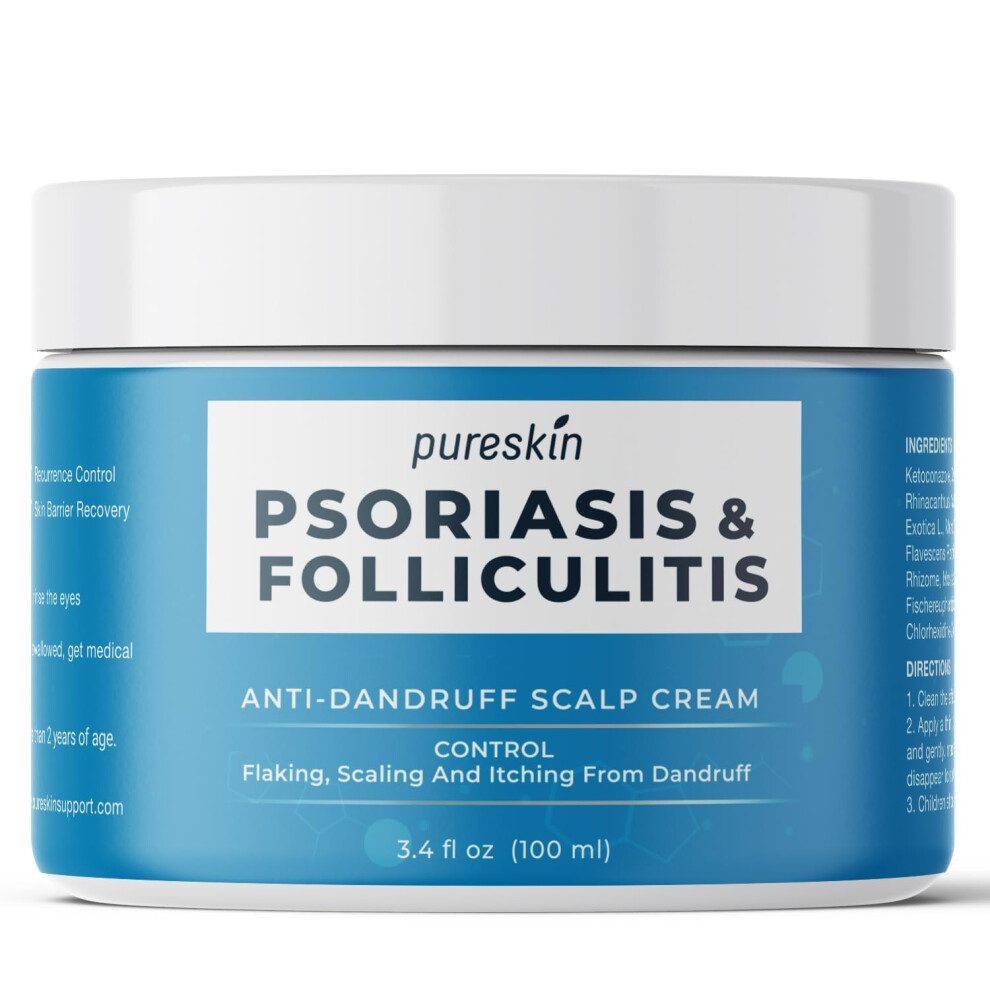 Pureskin Cream Psoriasis Scalp Treatment - Extra Strength For Scalp Psoriasis Folliculitis - Controls Itching Flaking Stubborn Dandruff 3.4 Oz