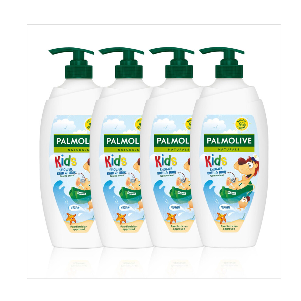 Palmolive Naturals Kids Shower Gel 4x750ml pump vitamin E body wash to nourish skin, leaves skin feeling soft, with plantbased almond milk,