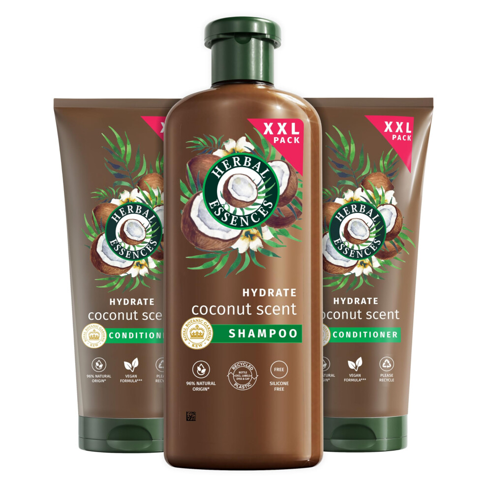 Herbal Essences Coconut Shampoo and Conditioner Set For Dry, Curly or Wavy Hair. Helps to Hydrate, Soften and Smooth. For All Hair Types Including