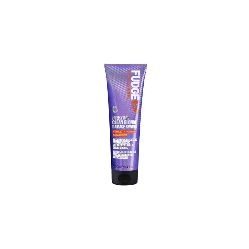 Fudge Professional Everyday Clean Blonde Damage Rewind Shampoo, Daily Purple Toning for Blonde Hair, Bond Repair Technology, 250 ml
