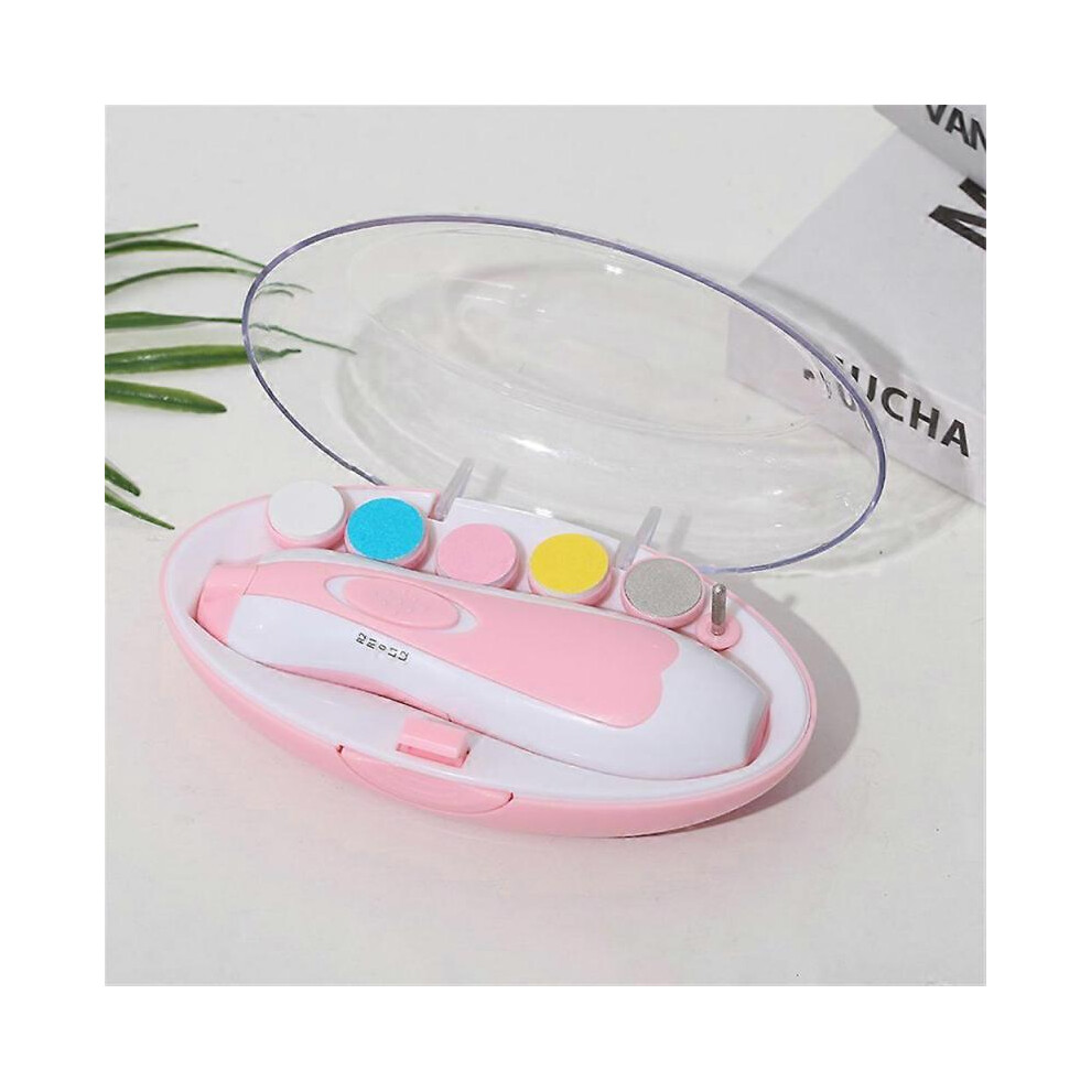 (pink) Electric Baby Nail Trimmer Infant Newborn Safe Grinder Clipper Tools Set~
