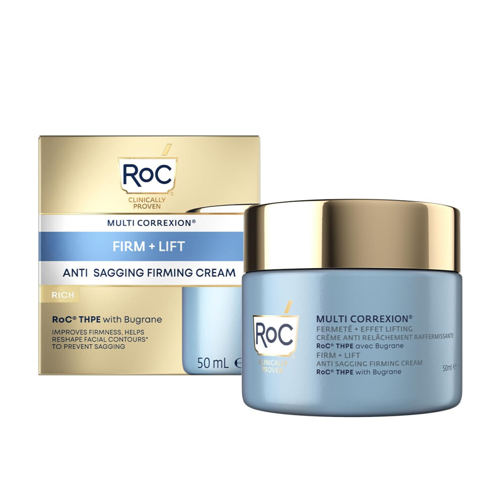 RoC Multi Correxion Anti-Sagging Firm + Lift Face Cream, Prevent Facial Sagging, with Hyaluronic Acid, Anti Aging Cosmetic Lifting Effect - 50 ml