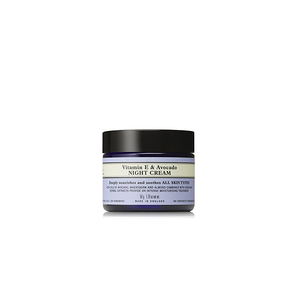 Neal's Yard Remedies Vitamin E & Avocado Night Cream, Deeply Moisturising & Replenishing, Face Moisturiser, Vegan & Cruelty-Free, 50g