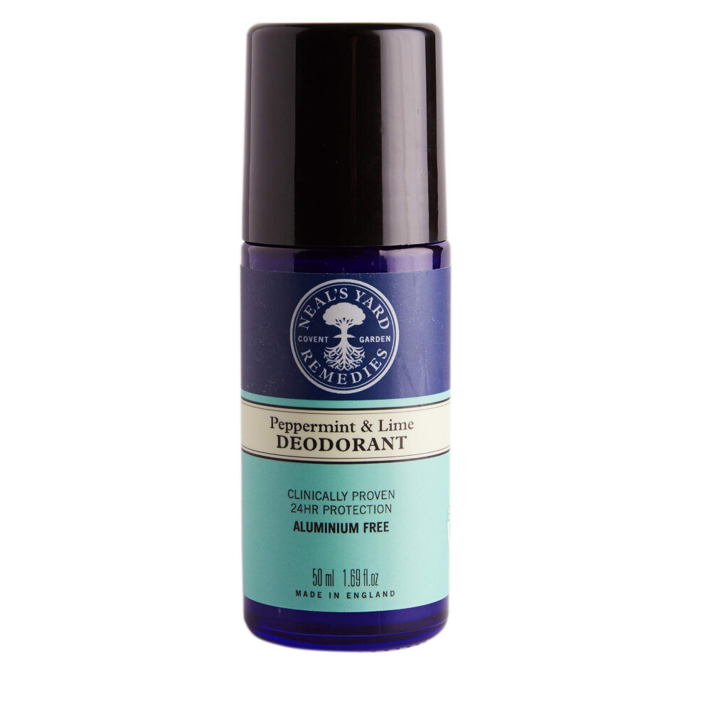 Neal's Yard Remedies Peppermint & Lime Roll On Deodorant, Natural Deodorant, 24 Hour Protection, Vegan & Cruelty-Free