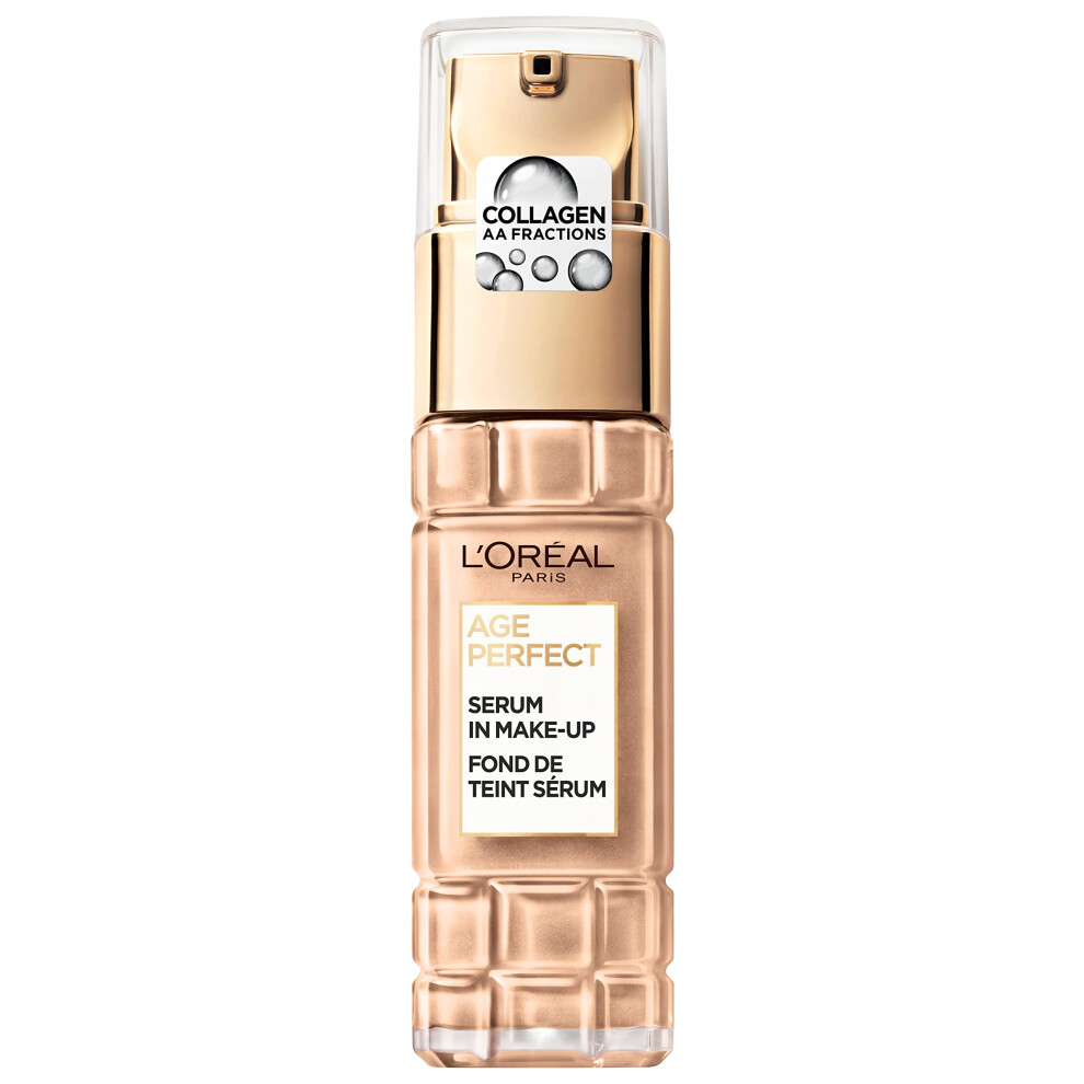 L'Or?al Paris Serum in Make Up for Mature Skin, Liquid Foundation with SPF 24, For a Radiant Complexion, Age Perfect, No. 180 Golden Beige, 1 x 30 ml