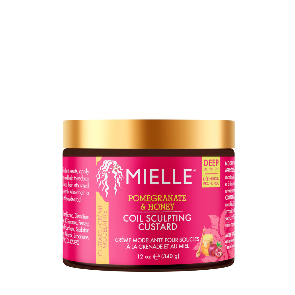 Mielle Pomegranate & Honey Sculpting Custard, Natural Styling Cream Plus Moisture, For Curl, Wave, & Coil Definition for Natural or Relaxed Type 4
