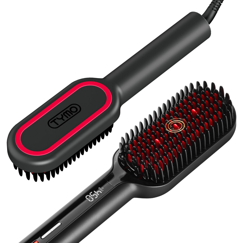 Tymo Ionic Plus Hair Straightener Brush Uk, Upgraded Straightening Brush With Dense Bristles For Thick Hair, 16 Temps (80?~230?) Led Display, 10