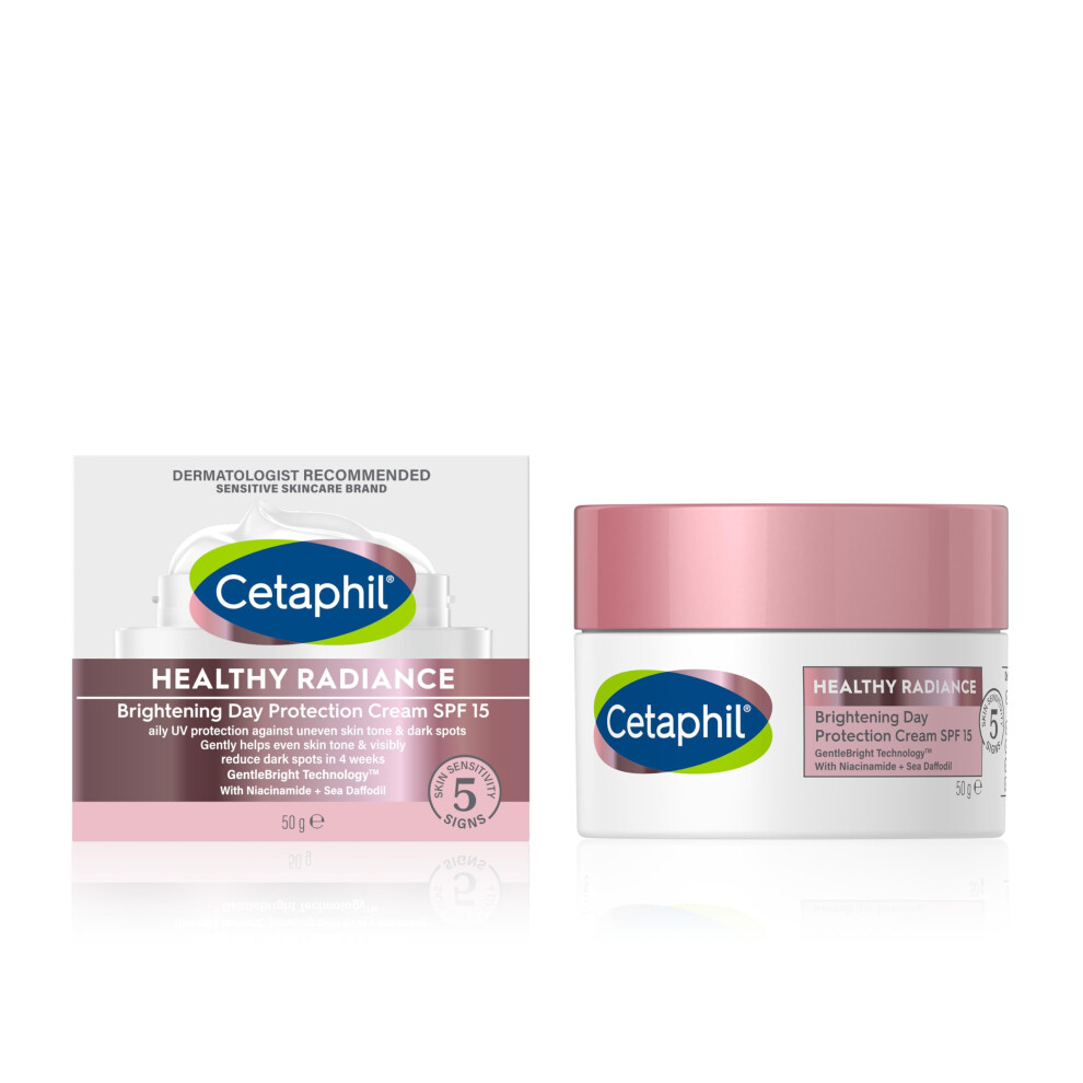 Cetaphil Day Cream SPF 15, 50g, Healthy Radiance Brightening Face Moisturiser For Hyperpigmentation, With Niacinamide
