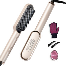 TYMO Hair Straightener Brush UK, Flat Iron and Hair Brush 2-in-1, Anti-Scald, Fast Heating, 5 Temp Settings (130?-210?), Professional Salon at Home,