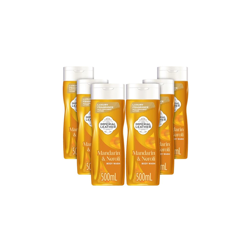 Imperial Leather Mandarin & Neroli Refreshing Body Wash Shower Gel, Signature Oil Blend, Creamy Lather, Gentle Skin Care, Bulk Buy, Pack of 6x500ml