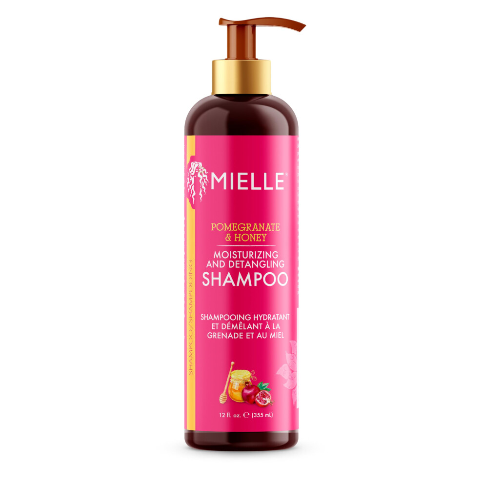 Mielle Pomegranate & Honey Moisturising and Detangling Shampoo, Hydrating Curl Cleanser For Dry, Damaged Type 4 Hair, Repair, Restore, and Prevent