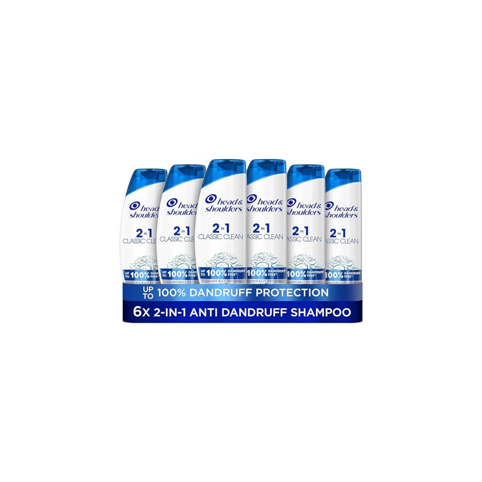 Head & Shoulders Classic Clean Anti-Dandruff 2-in-1 Shampoo, Six-Pack,6 x 250 ml, Clinically Proven Deep Clean, UK number 1 Shampoo