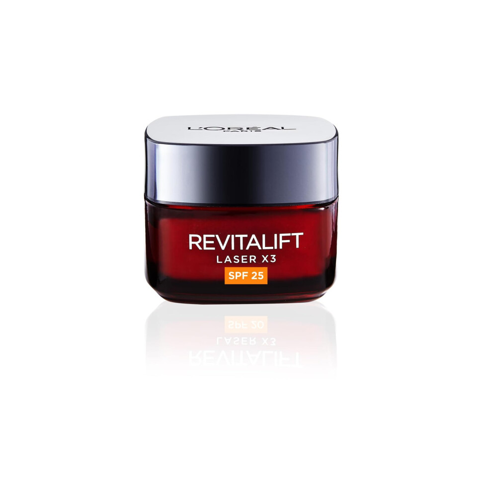 L?Or?al Paris Revitalift Laser Triple Action Anti-Ageing SPF 25 Cream, Smooth Wrinkles, Firm and Radiant Skin, Pro-Retinol, Hyaluronic Acid and