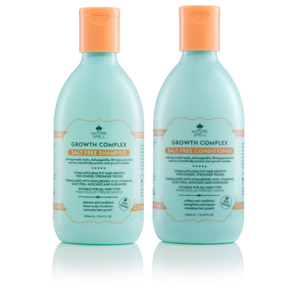 Nature Spell Hair Growth Shampoo And Conditioner Set 300Ml X 2 ? Growth Complex Sulphate Free Shampoo And Conditioner Sets ? Improves Strength, Shine