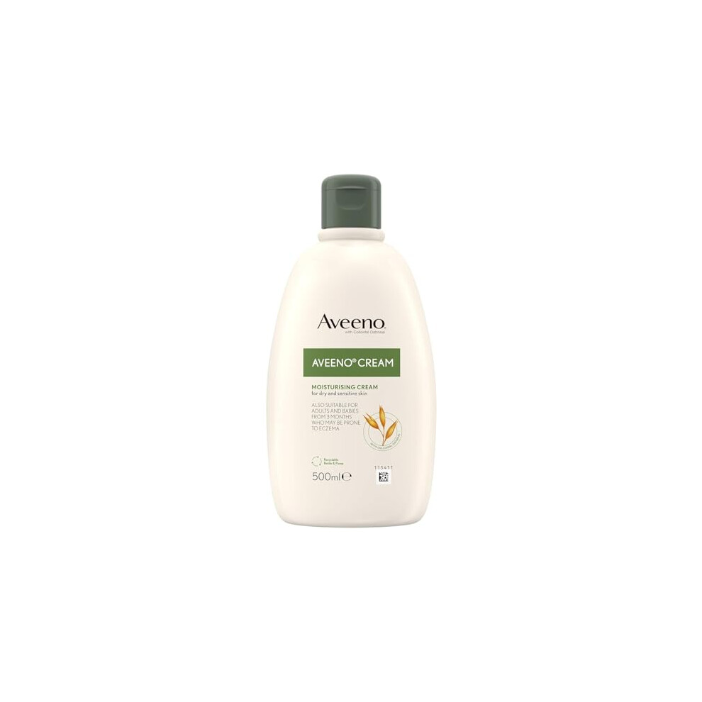 Aveeno Moisturising Cream (1x 500ml), Nourishing Body Lotion with Hydrating Colloidal Oatmeal, Full Body Moisturiser for Dry and Sensitive Skin,