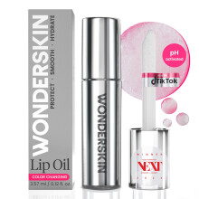 Wonderskin Lip Rehab Serum Oil - Color Changing Lip Oil from Clear to Pink - PH-activated, Non-sticky & Hydrating Tinted Lip Oil for Dry Lips (Kissed)