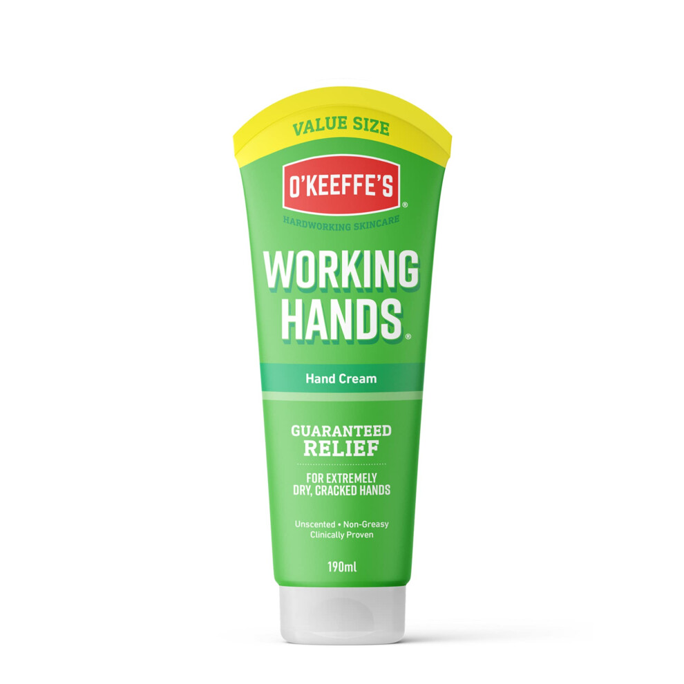 O?Keeffe?s Working Hands Value Tube, 190ml ? Hand Cream for Extremely Dry, Cracked Hands | Non-Greasy, Unscented & Instantly Boosts Moisture Levels