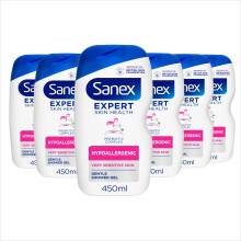 Sanex Body Wash Expert Skin Health Hypoallergenic Shower Gel Dermatologist Tested Gentle For Very Sensitive Skin Multipack 6 Pack 450ml Bottles