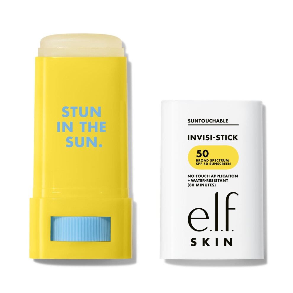 e.l.f. Suntouchable Invisi-Stick SPF 50, Sunscreen Stick for Face, Water Resistant, No White Cast, Non-Greasy Feel, Infused with Bisabolol & Sunflower