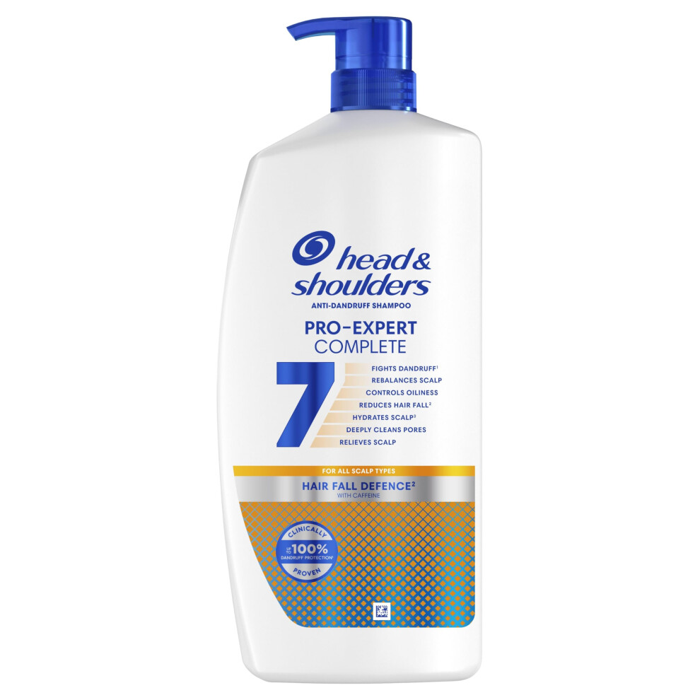 Head & Shoulders Anti-Dandruff Shampoo Pro-Expert 7 Hair Fall Defense with Caffeine 800ml Pump. Clinically Proven to Improve Hair Retention, packaging