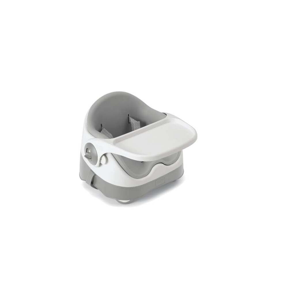 Mamas & Papas Baby Bud Booster Seat for Dining, Detachable Tray, Harness, Adjustable Seat and Non-Slip Feet, Pebble Grey