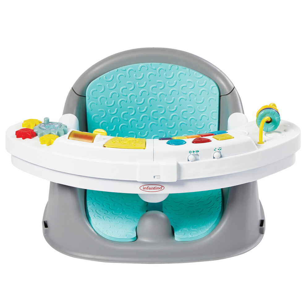Infantino - Music & Lights 3-in-1 Discovery Growing Baby Booster Seat - Convertible Dining Chair - Adjustable Size - Interactive Toys & Snack Tray -