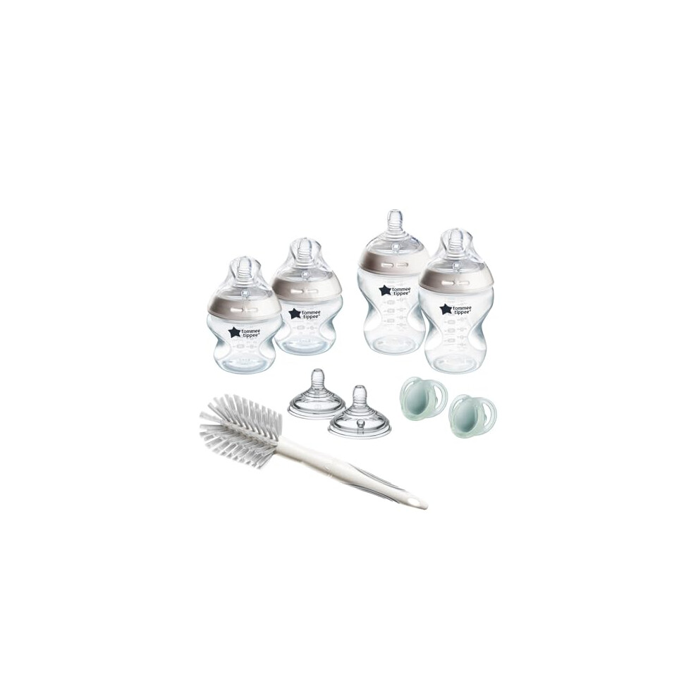 Tommee Tippee Natural Start Newborn Starter Set, 150 ml and 260 ml Anti-Colic Baby Bottles, Medium-Flow, Breast-Like Teats for a Natural Latch,