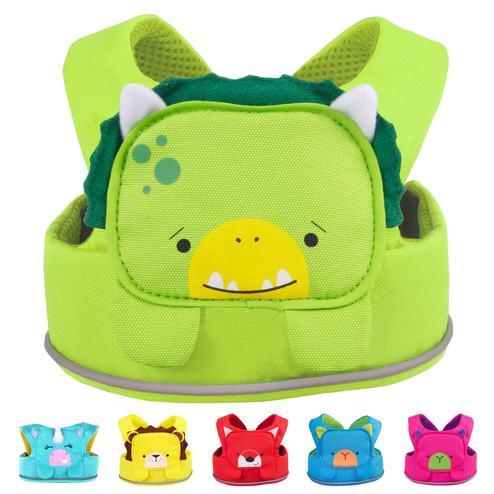 Toddlepak - Fuss Free Baby Walking Reins And Toddler Safety Harness – Dudley Dinosaur (Green) Green Trunki