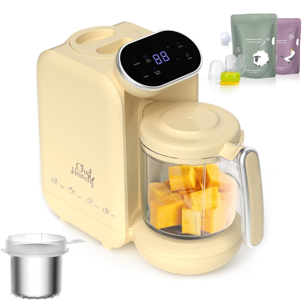Baby Food Maker, 5 In 1 Baby Food Processor With Stainless Steel Steam Basket, Baby Puree Maker With Steamer, Blender, Bottle Warmer Chefhandy