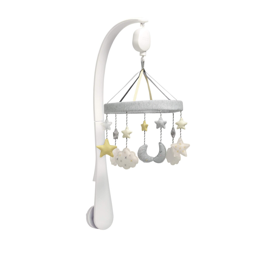 Mamas & Papas Welcome To The World Musical Cot/Cotbed Mobile, Soothing Lullaby Music, Cloud and Star Design, White