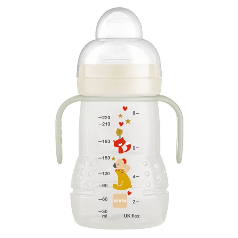 MAM Trainer Night + 220 ml, Baby Cup with Glow in The Dark Handles Suitable from 4+ Months, Trainer Cup for Independent Drinking, Spill-Free Toddler