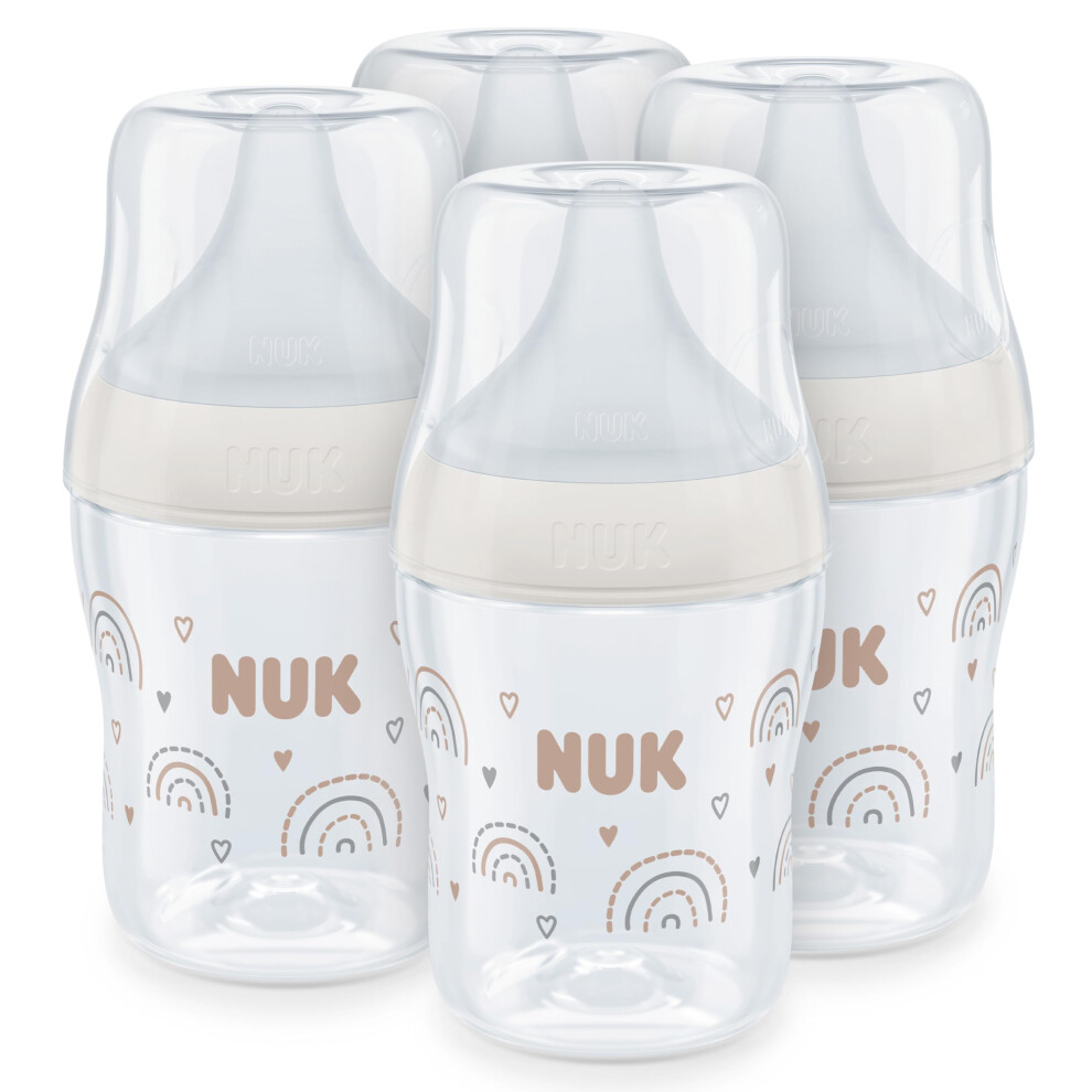NUK Perfect Match Baby Bottles Set | 0+ Months | Adapts to Baby's Palate | Temperature Control | Anti Colic Vent | 150 ml | BPA-Free | Small Silicone