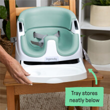 Ingenuity, Baby Base 2-in-1 Seat, Mist, Booster Chair, Dining and Feeding Seat for Toddlers, Easy to Clean with Removable and Self-Storing Tray, Ages