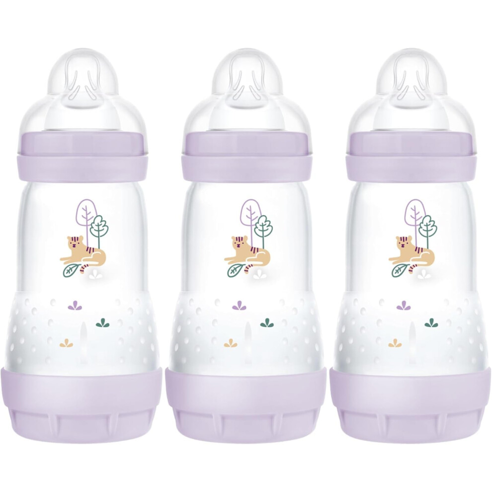 MAM Easy Start Anti-Colic Baby Bottles | 3 Pack (3 x 260) | Self-Sterlising Baby Milk Bottle | Medium Flow MAM Teats Size 2 | Newborn Essentials |