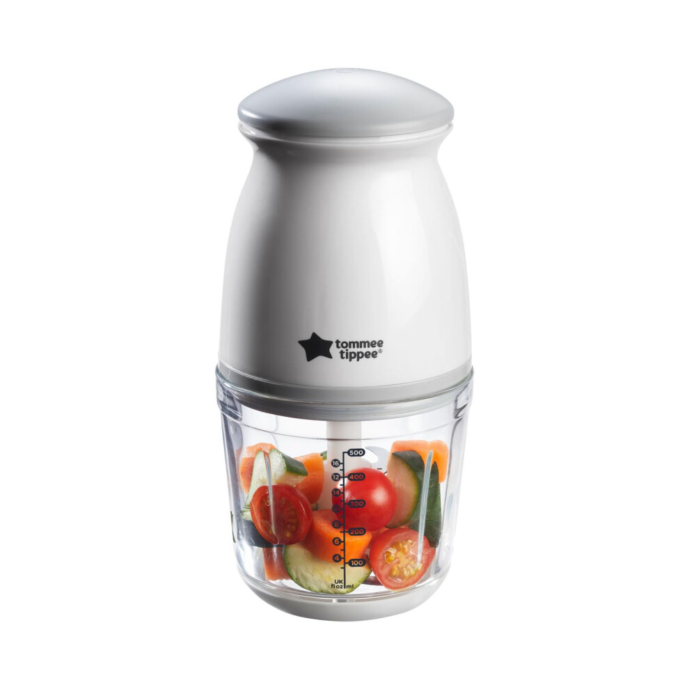 Tommee Tippee Quick-Chop Mini Baby Food Blender and Chopper for all Stages of Weaning, Durable Glass Bowl and Stainless Steel Blades, 500ml Capacity,
